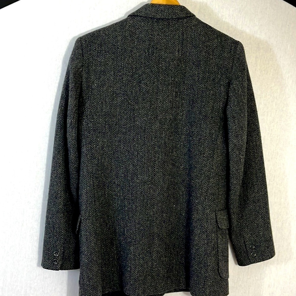 Lands' End Women's Herringbone Wool Blazer in Charcoal and Black - Picture 7 of 7